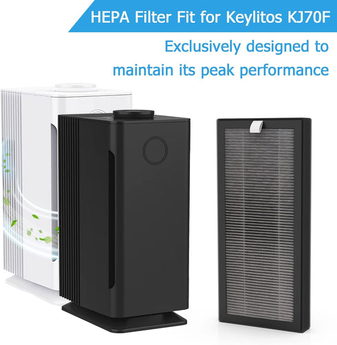 KJ70F / KJ70F-117 Replacement Filter, Compatible with Keylitos KJ70F / KJ70F-117 up to 560ft² Air Purifier, 3-in-1 H13 True HEPA, 1 Pack