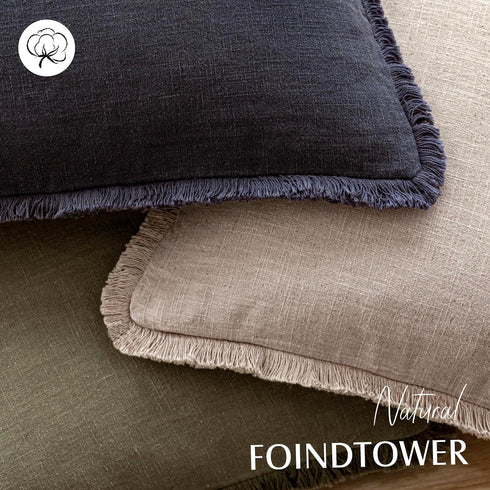 Cozy 2626 Inch,1PC,Natural Foindtower Decorative Linen Fringe Throw Pillow Covers Boho Farmhouse Cushion Cover