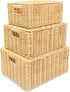 Milli's Product Wicker Storage Baskets Hand Woven with Lids Set of 3 (Large, Medium,