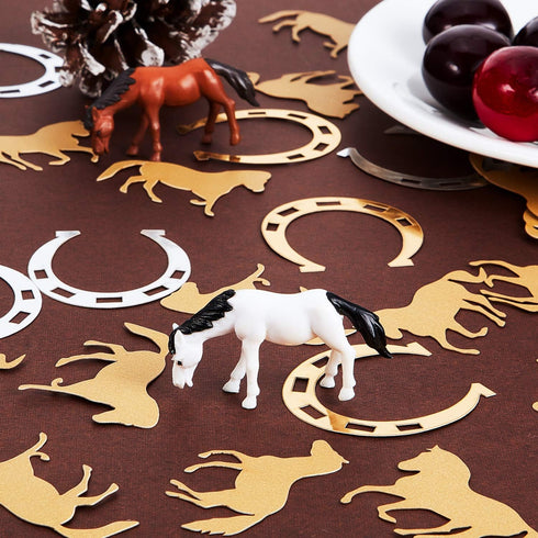 800 Pieces Horseshoe Confetti Decorations - Horse Party Accessories for Birthday, Derby Day Party Supplies