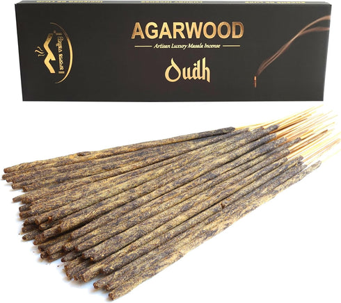 Oud Agarwood Incense Sticks - Artisan Luxury Masala Incense, Handcrafted Long-Burning Extra-Thick Sticks for Home