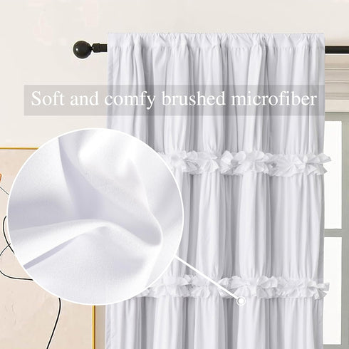 Homechoice Decor 42" 63" 3 (LQ-30) Thermal Insulated Blackout Window Curtains, W x L (Pair), Boho Ruched Window