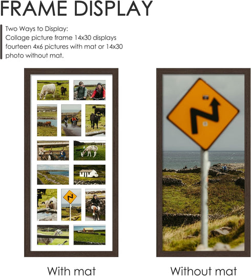 14x30 4x6 4x6 inch DUENPY Picture Frame Collage Picture Frame Displays Fourteen Photos Collage Wall Decor Wall Hanging