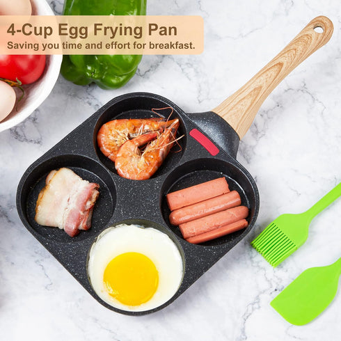 MyLifeUNIT Egg Frying Pan, 4-Cup Egg Pan Nonstick, Fried Egg Pan Skillet for Breakfast, Pancake, Hamburger, Sandwiches, Suitable for Gas Stove & Induction Cookware by MyLifeUNIT