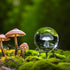 3D 60mm HDCRYSTALGIFTS Mushroom Crystal Ball Laser Engraved Decorative Ball Glass Sphere with Stand Paperweight