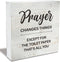 MAVOTEN Bathroom Quote Prayer Changes Things Toilet Paper Wood Box Sign Rusitc Farmhouse