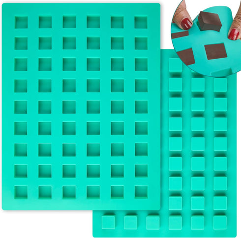 O'Creme Square Mini Brownie Chocolate and Candy Silicone Mold, 24x24mm x 10mm high
