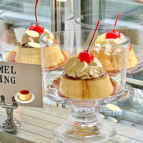BSTKEY 6PCS Set 10 oz Glass Dessert Bowls/Cups, Cute Footed Dessert Bowls for Ice Cream Trifle Fruit Pudding Snack