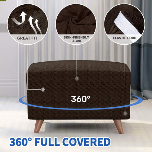 MAXIJIN Jacquard Ottoman Cover Slipcovers Folding Storage Stool Furniture Protector Cover Soft Thick Rectangle Foot