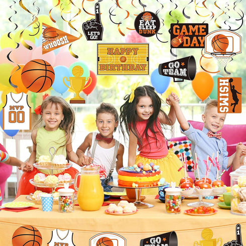 Sumind 30CT Basketball Party Decorations - Sports Themed Hanging Swirl Cutouts, Favors Supplies for Teenagers Birthday