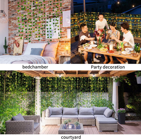 Freyalife Decor(24Pack168Ft),with 160 Fake Vines for Room CE Certified LED String Lights,Artificial Plant Ivy