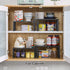 YMYNY Cabinet Shelf Organizer, Extendable Spice Racks Set of 4, Stackable Wood Cupboard Organizer, Black
