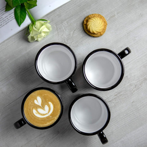 City to Cottage Handmade Extra Large Black and White Polka Dot Ceramic Mug, 17.5oz/500ml | Unique Pottery Gift for Tea