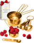 STYLED SETTINGS 8-Piece Gold Measuring Cups and Spoons Set, Stackable Brass Kitchen Accessories for Baking