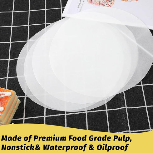 8 Inch/6 Inch Parchment Paper Sheets, 100 Sheets Disposable Round Baking Paper Precut Parchment Sheets Non Stick Cake Pan Liners for Pizza Maker Pan, Tortilla Press, Cookies, Air Fryer, Cake Making by Sliverdew