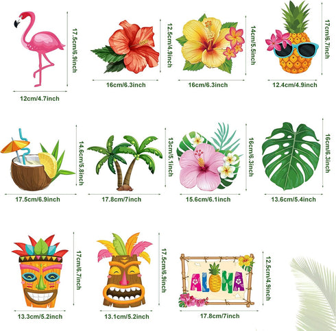 Outus 30 Pieces Hawaiian Luau Birthday Party Hanging Swirl Decorations, Tropical Palm Flamingo Foil Ceiling Decor