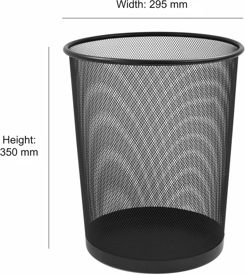 Mesh Waste Bin - Lightweight Sturdy Scratch-Resistant, Dia250xH275mm, Black Ref WB35 B