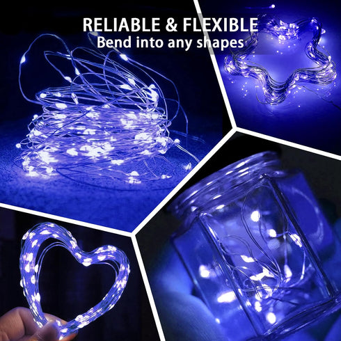 24 Pack 7Ft 20 3 4th Blue Fairy Lights LED Twinkle String Lights Modes Battery Operated Waterproof Firefly Starry