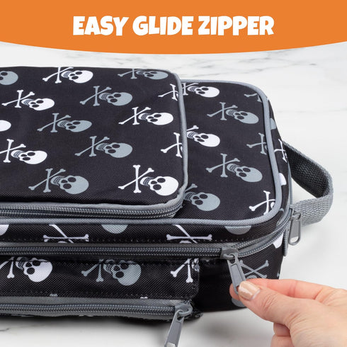 Kids Pirate Insulated Lunch Box with Snack Pocket & Water Bottle Holder - Reusable Bag for Back to School