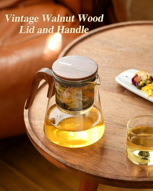 ZENS Magnetic Tea Pot, Enchanted Glass Teapot with Infuser and Magnetic Suction Lid for Mess-Free Loose Tea Diffusers