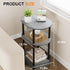 3 Tier Round Side Table with Storage, Oval End Table with Rattan Shelf & Metal Basket - Boho Nightstand, Accent Table