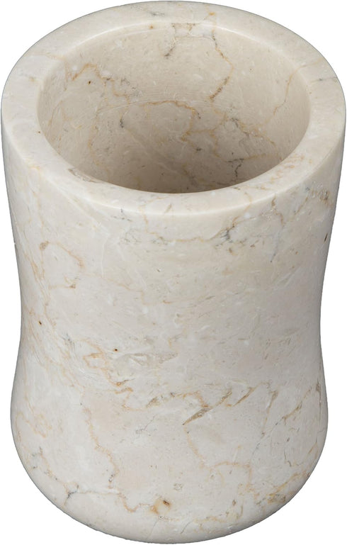 Creative Home Natural Champagne Marble Curvy Collection Tumbler, Beige, 3.3 Diam. x 4.5 H Inch