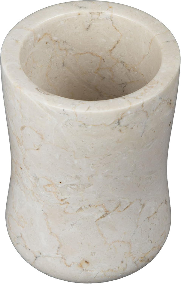 Creative Home Natural Champagne Marble Curvy Collection Tumbler, Beige, 3.3 Diam. x 4.5 H Inch