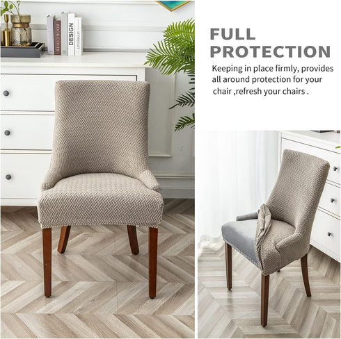 2 Pack TOPCHANCES Wingback Side Chair Cover,Stretch Stripes Rhombic Geometric Wingback Chair Covers Slipcover Banquet