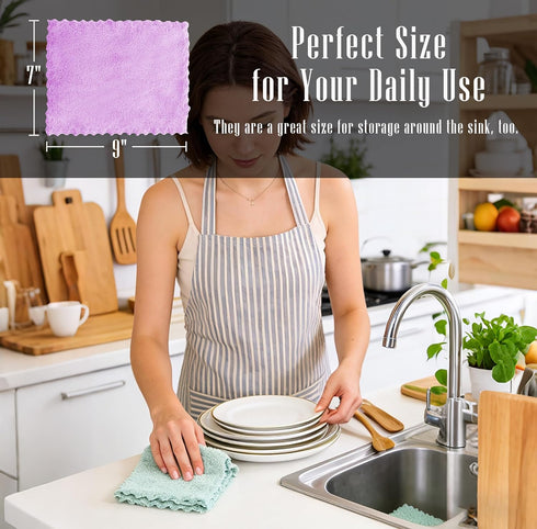 24 Pack 7 9 Inch Kitchen Dishcloths - Does Not Shed Fluff - Reusable Dish Towels, Dish cloths, Super Absorbent Coral