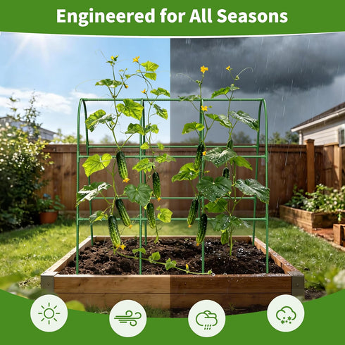 47.2x47.2 X21.6) Cucumber Trellis for Raised Bed,U-Shape Garden Trellis for Climbing Plants Outdoor, Metal Arch