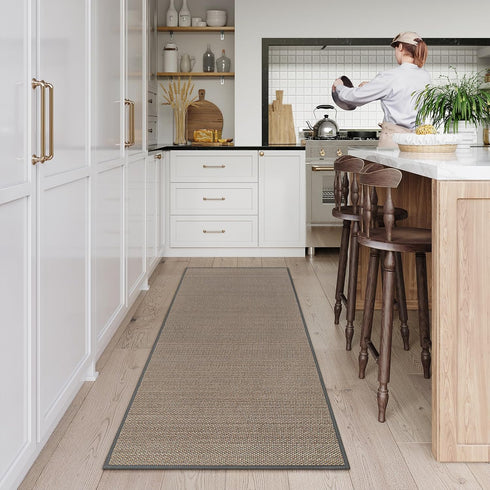 Lahome Farmhouse Kitchen Runner Rug, 2x5 Non-Slip Washable Carpet Runner for Entryway, Bathroom, Grey