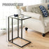 Easy Paws C Table Glass End Table, Couch Side Table, Tempered Glass Snack Side Table with Metal Frame, TV Tray Table