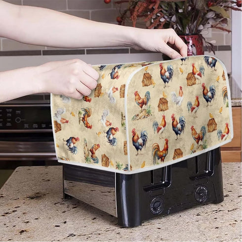 Vintage Rooster Toaster Protection Cover for Standard 2 Slice Toaster Kitchen Bakeware Bread Maker Covers Kitchen Appliance Bread Maker Protection Covers