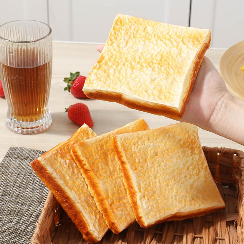 Joeabor 4 Slices of Artificial Toast - Realistic Fake Food for Display - Faux Toast Model for Decoration - Faux Food