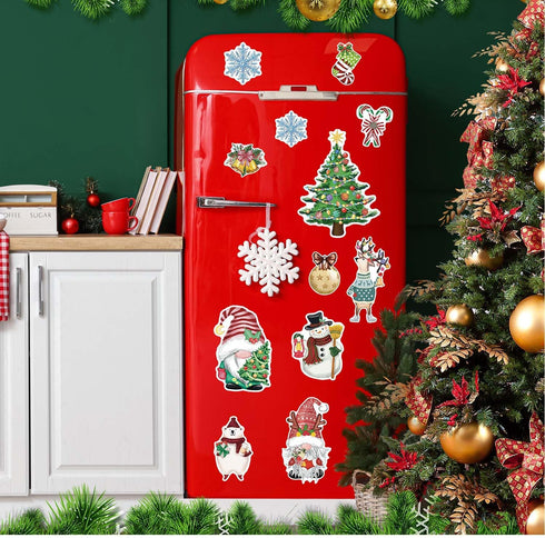 12 Pieces Christmas Refrigerator Magnets, DIY Xmas Tree Fridge Magnets, Fridge Magnetic Decor for Metal Door Decor