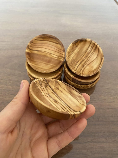 Tubibu Olive Wood Mini Bowls, Set of 6 Handmade Bowls, Handcrafted Wooden Mini Bowls