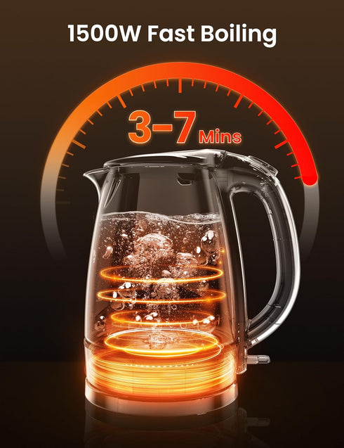 COMFEE' Electric Kettle, 1.7L Hot Water Boiler, 1500W Glass Electric Tea Kettle with Auto Shut-Off