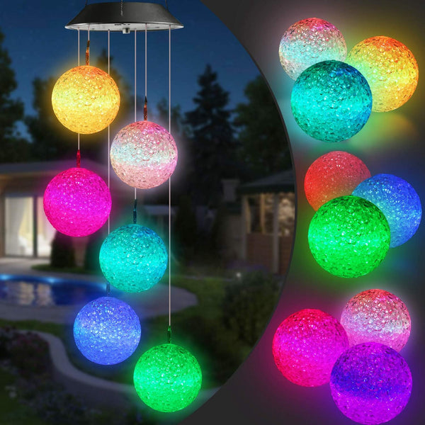 Toodour Solar Wind Chime, Color Changing Ball Wind Chimes, LED Decorative Mobile,
