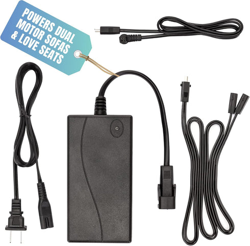 Dual Motor Power Supply Kit, Universally Compatible for Electric Reclining Furniture with Y Splitter Extension Cord