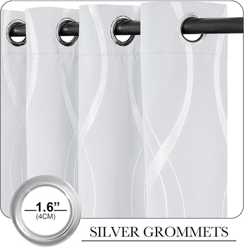 52 inches 90 inches, NICETOWN Room Darkening Curtain Panels for Living Room, by Greyish White, Home Fashion Decor Foil