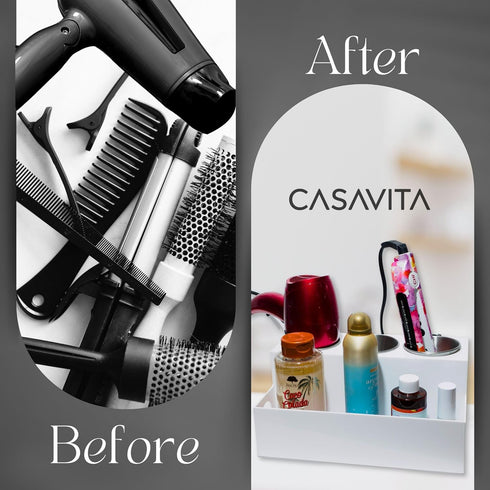 Acrylic Hair Tool Organizer, Hair Dryer Holder for Bathroom Countertop, Vanity Caddy Storage for Accessories
