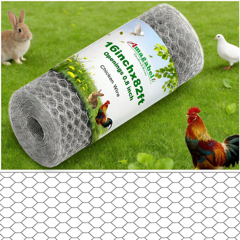Amagabeli 16in x 82ft Chicken Wire Fencing Garden Netting Poultry Wire Hexagonal