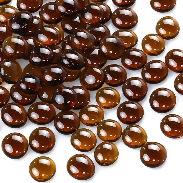 CYS EXCEL Amber Glass Gemstone Beads, 1 LB Flat Marble Beads for Aquarium Decor, Approx. 85-100 PCS