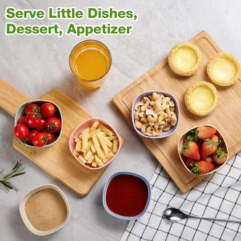 6 Pack Wheat Straw Soy Sauce Dishes, 4.5 oz Small Dessert Bowls, Unbreakable Dipping Bowls