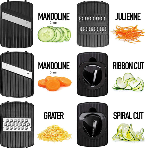 Fullstar Mandoline Slicer for Kitchen, Cheese Grater Vegetable Spiralizer and Veggie Slicer for Cooking & Meal Prep, Kitchen Gadgets Organizer & Safety Glove Included (6 in 1, White) by fullstar