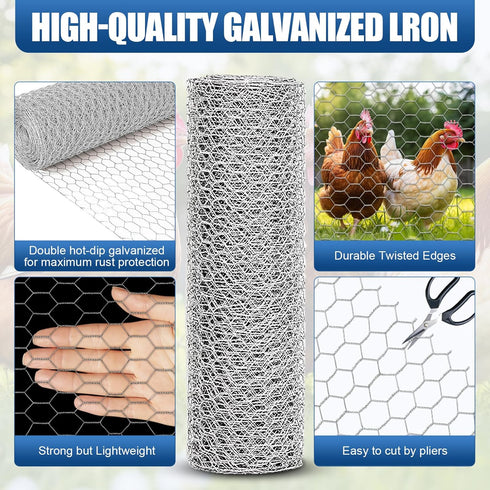 Wire,16"50FT Chicken Chicken Wire Fencing for Garden Poultry, Hexagonal Galvanized Chicken Wire Mesh, Sturdy Chicken