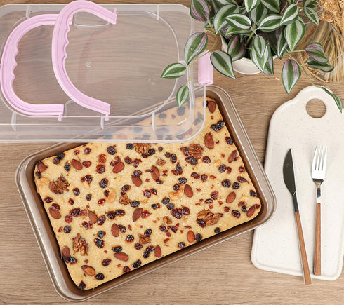 Webake 9x13 Inch Non-Stick Baking Pan with Lid and Handle, 2-Piece Set for Cake Transport & Serve