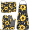 Sunflower Bees Oven Mitts and Pot Holders Set, 5 Silicone Sunflowers Kitchen Gloves and Apron Set