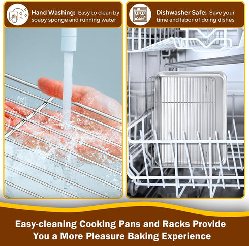 P&P CHEF 12.5 Inch Baking Sheet Pan with Rack Set, Stainless Steel Cookie Sheet Tray for Oven Use