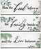 Maitys 3 Pieces Eucalyptus Greenery Wooden Wall Sign, Bless Family Food Love Plaque, Rustic Porch Decor, Green Leaves